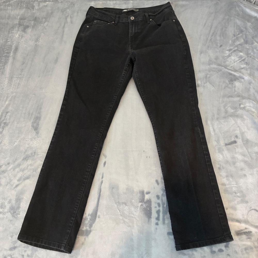 Levi's 505 Straight Leg Jeans Women 10 Black Denim Mid Rise Classic